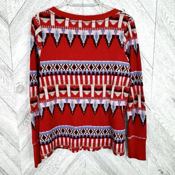 Victorias Secret Pajama PJ Set Womens Small Thermal Fair Isle Ski Red Holiday - Picture 4 of 7